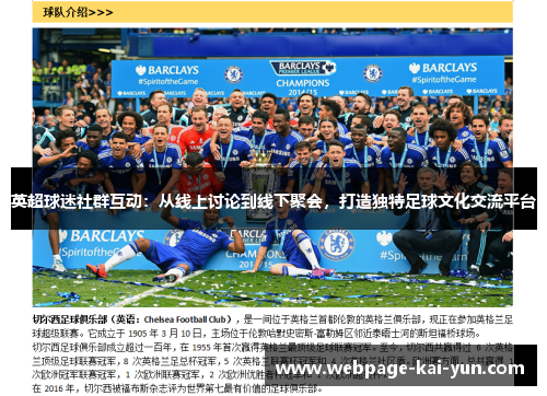 英超球迷社群互动：从线上讨论到线下聚会，打造独特足球文化交流平台