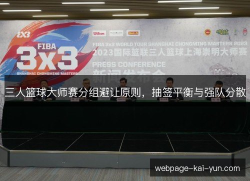 三人篮球大师赛分组避让原则，抽签平衡与强队分散